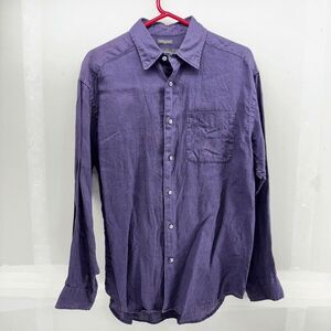Banana Republic Mens Irish Linen Purple Button Down Shirt Mens Medium EUC